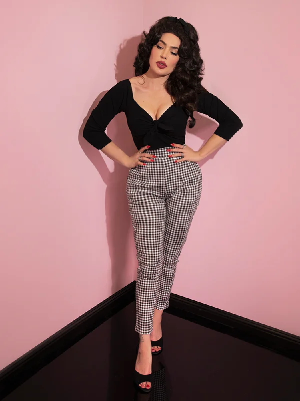 Cigarette Pants in Black Gingham - Vixen by Micheline Pitt