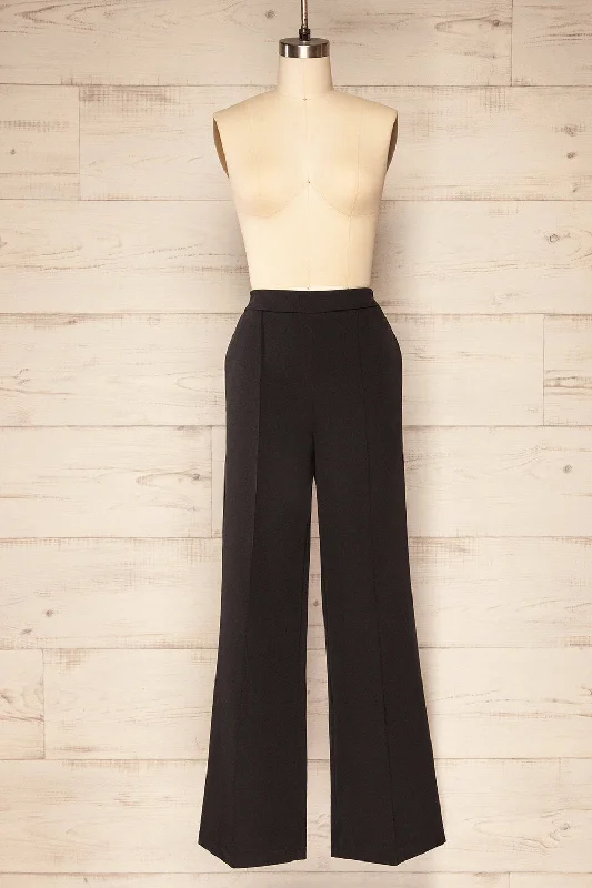 Korcula Black | High Waisted Wide Leg Pants