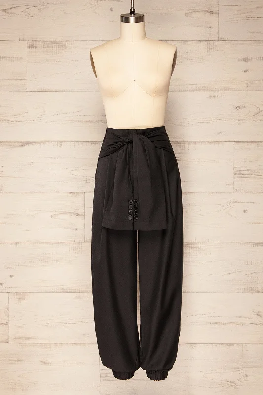 Oberhausen Black | High-Waisted Pants w/ Belt