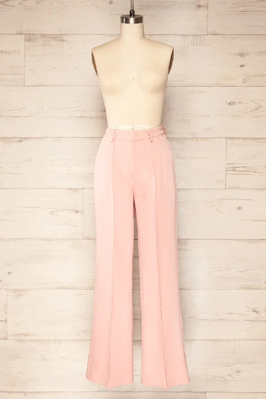 Turbine Pink | Solid Stitch Wide Leg Trousers