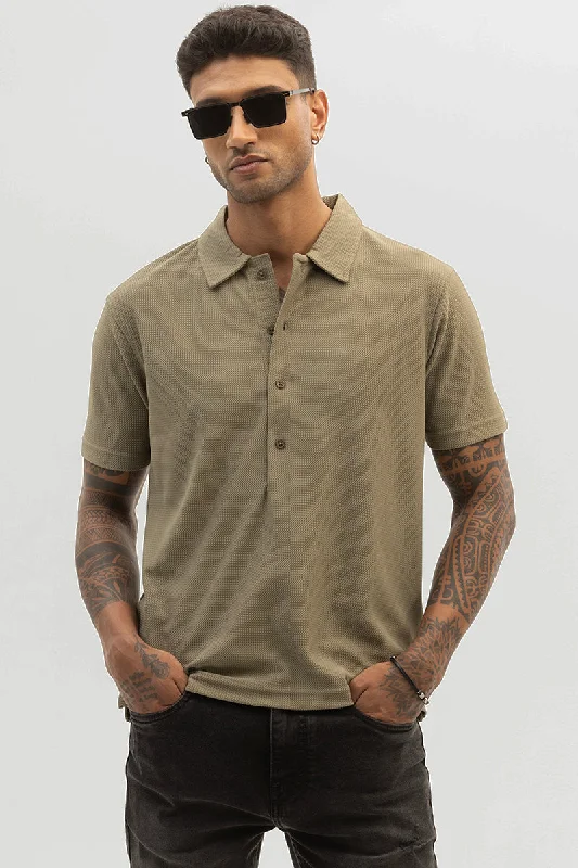 Olive Textured Polo T-Shirt