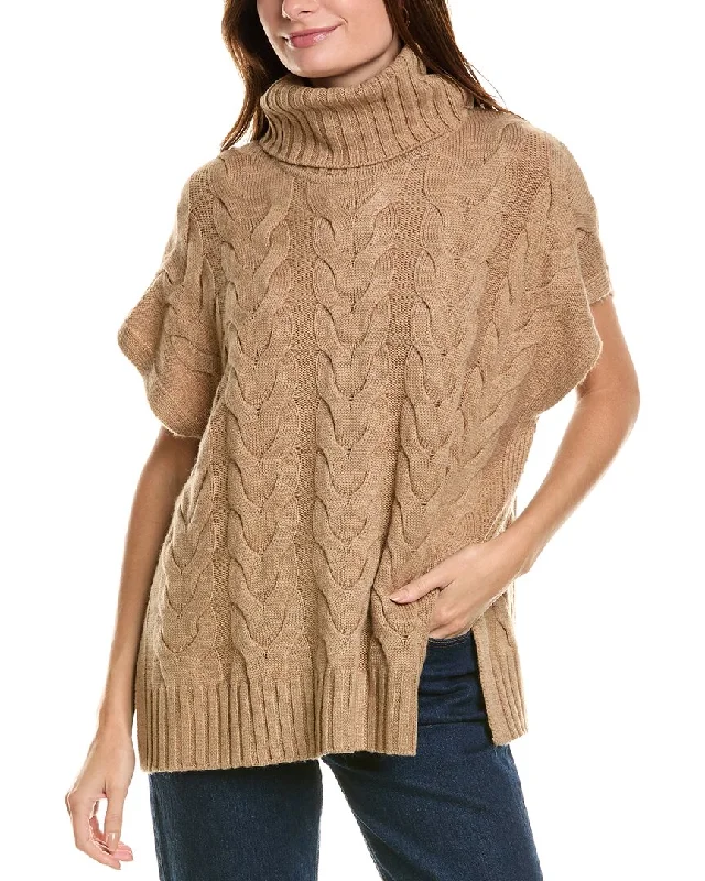 Forte Cashmere Luxe Cable Cowl Wool & Cashmere-Blend Popover Sweater