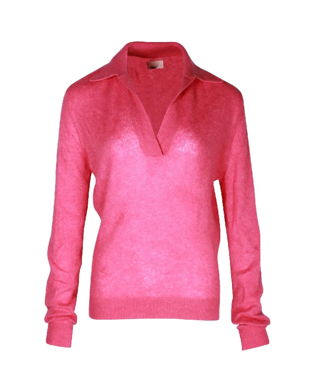 Khaite Jo Polo Sweater in Pink Cashmere