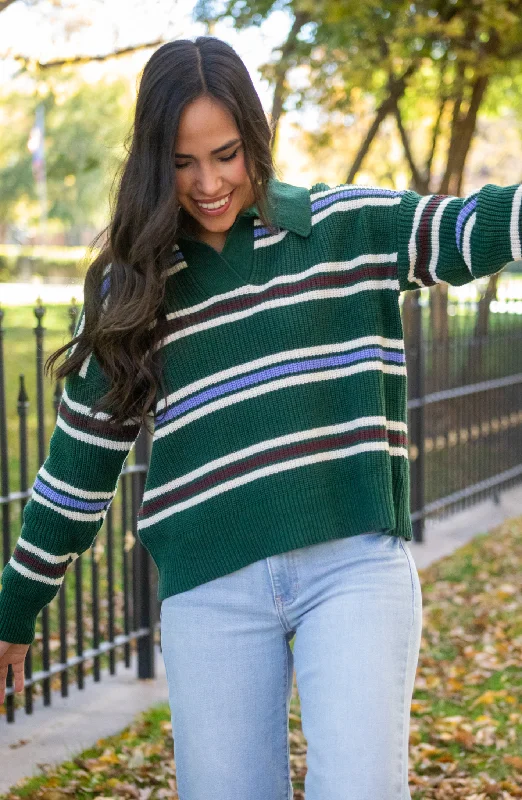 Morning Made Green Striped Sweater