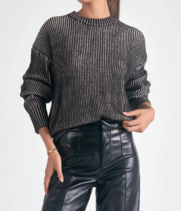 Rib Ombre Sweater In Black/white