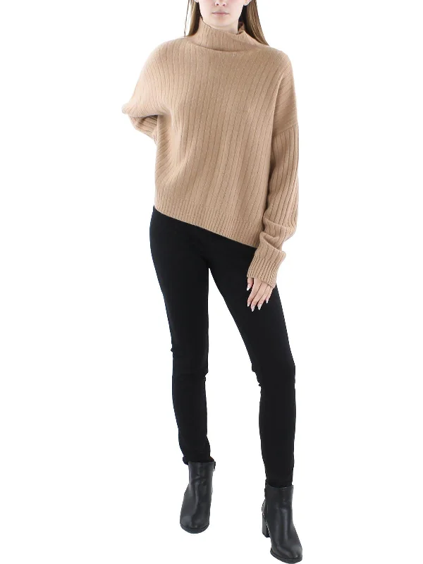 Womens Ribbed Long Sleeve Mock Turtleneck Sweater