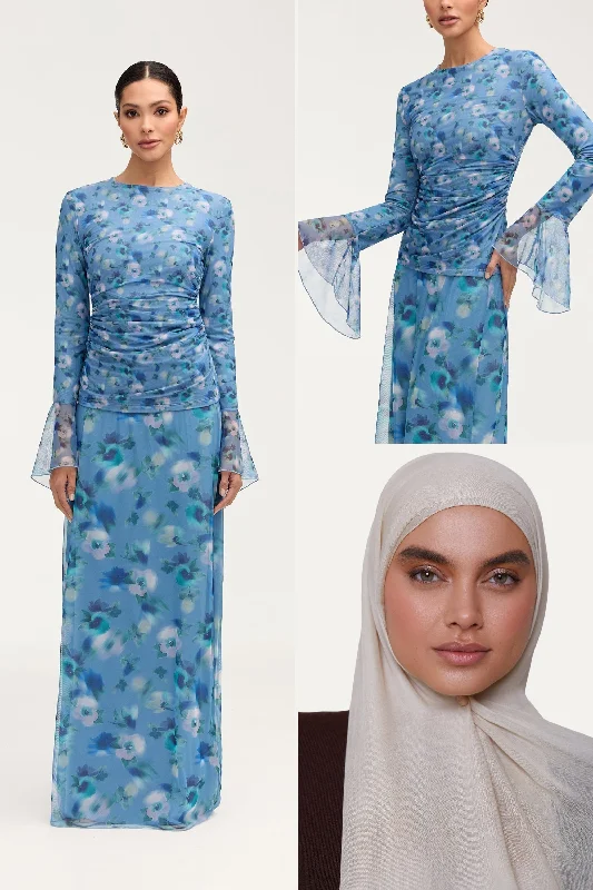 Lolita Top, Skirt & Hijab in Floral Bundle Set