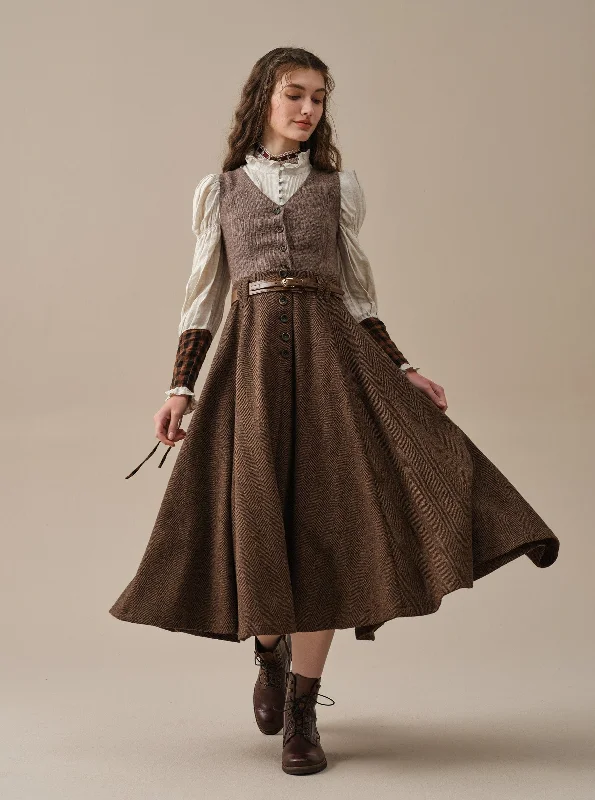 Norma 16 | Front buttoned wool skirt