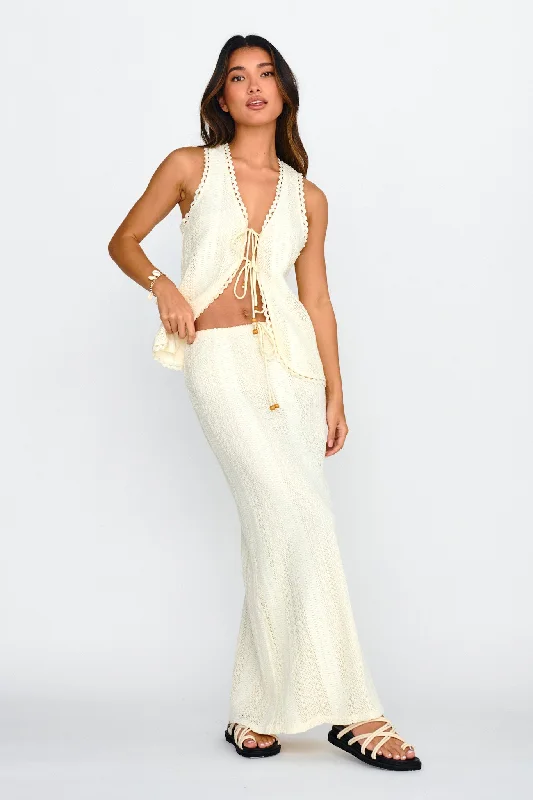 Ninevah Lace Maxi Skirt Beige