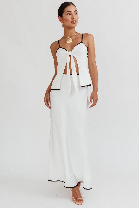 Only One Contrast Trim Maxi Skirt White