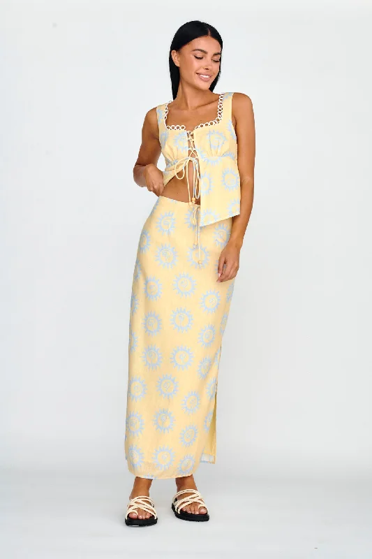 Sun Days Midi Skirt Sun Lemon