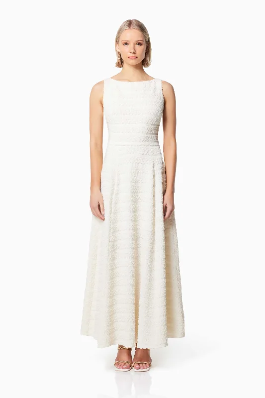 Decadence Textured Maxi Dress In White