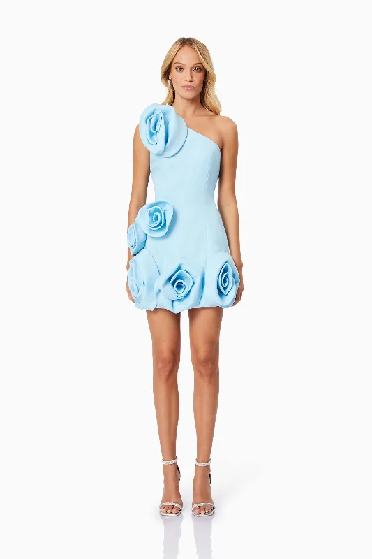 Destiny Floral Mini Dress in Sky Blue