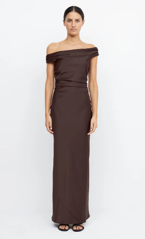 ETERNITY OFF SHOULDER MAXI - DARK CHOCOLATE