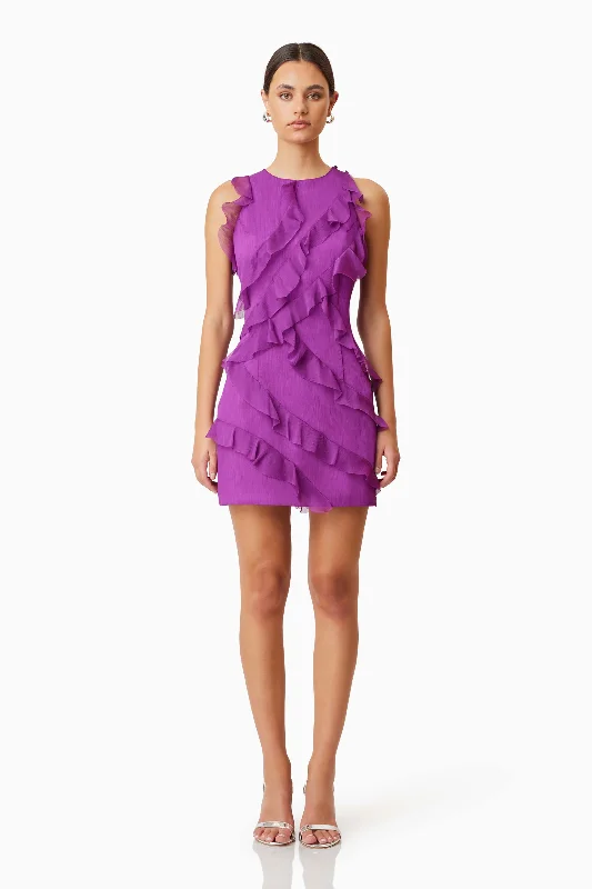 Mia Sheer Party Mini Dress In Purple