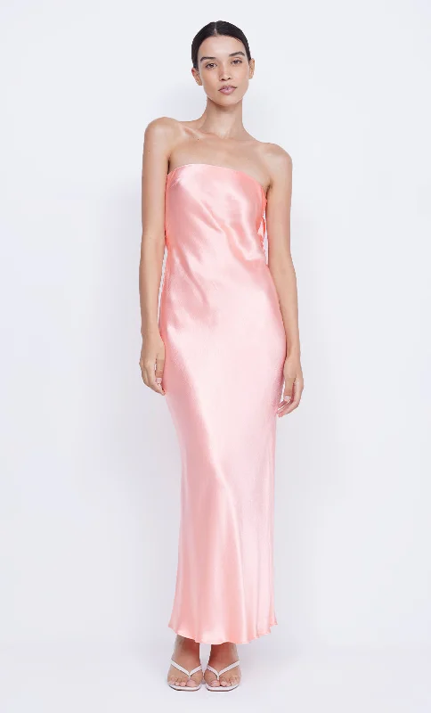 MOON DANCE STRAPLESS DRESS - CORAL