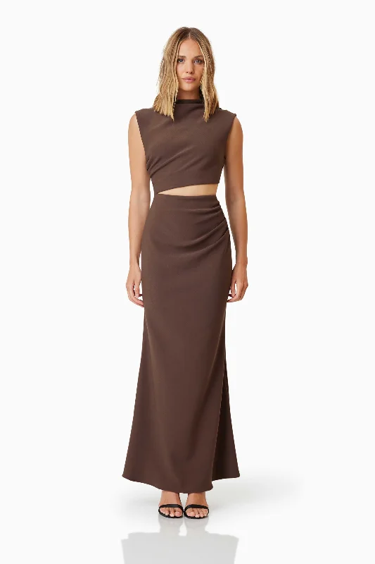 Nola Day To Night Maxi Gown In Brown