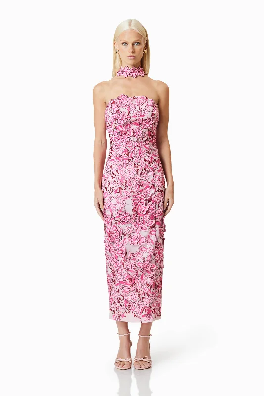 OMR x ELLIATT: Roseate Cocktail Midi Dress In Pink