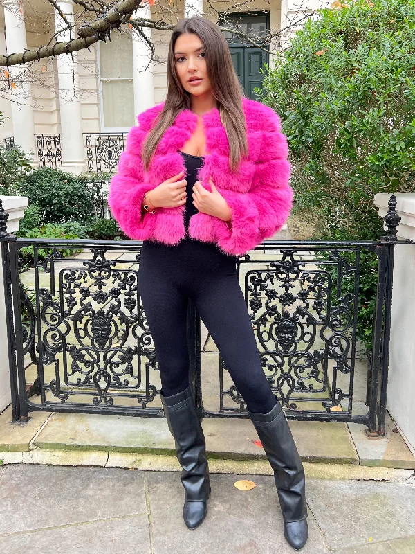 Hot Pink Premium Faux Fur Jacket