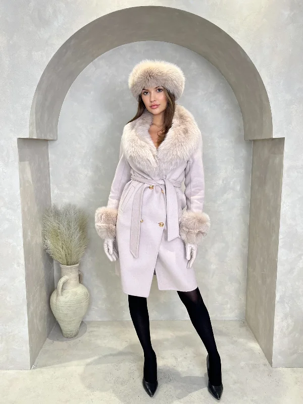 Latte Luxury Fur Cashmere Coat