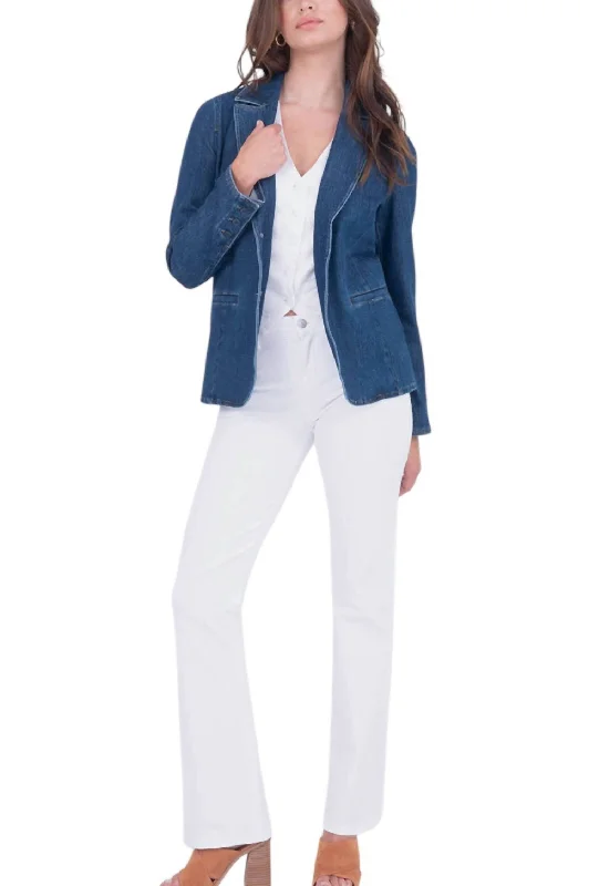 Coco Denim Blazer In Medium Wash