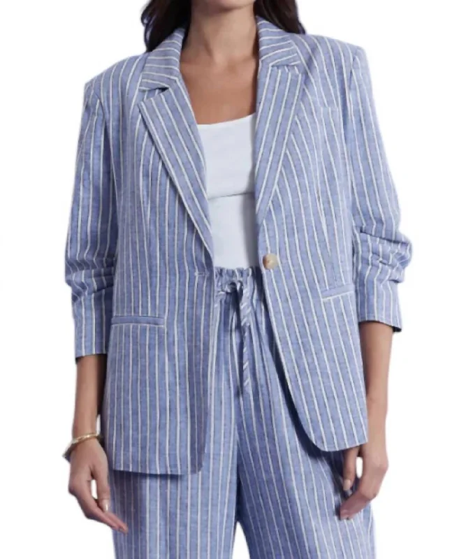 Cooper Stripe Blazer In Bermuda Blue