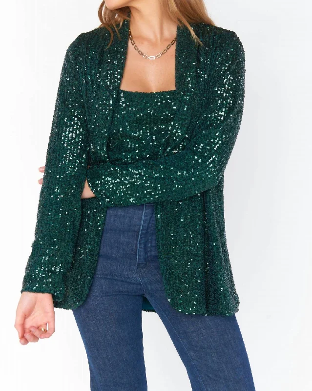 Dance Blazer In Emerald Sequins