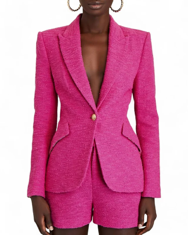 Pre-Loved Chamberlin Tweed Blazer In Pink/fuchsia