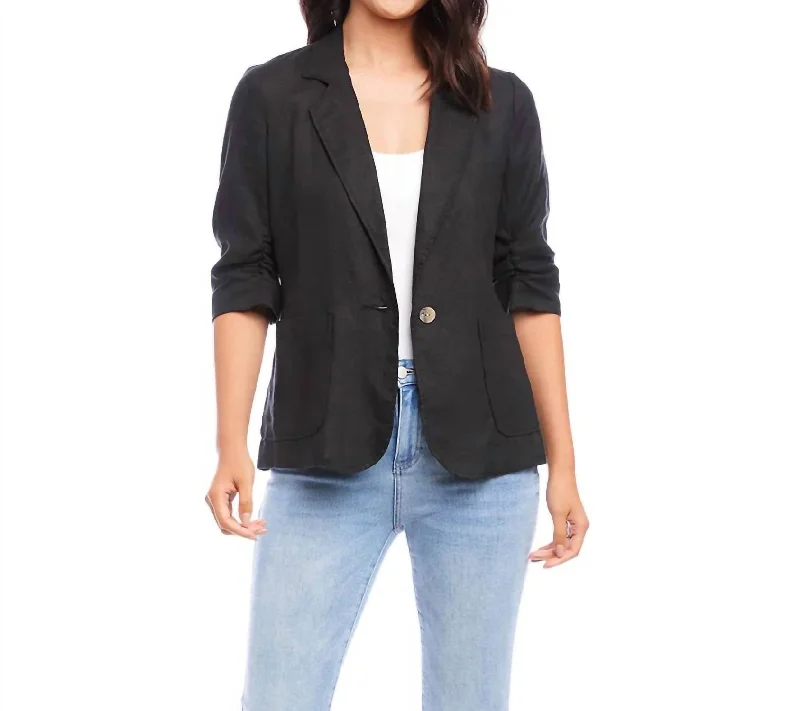 Ruched Sleeve Jacket In Black