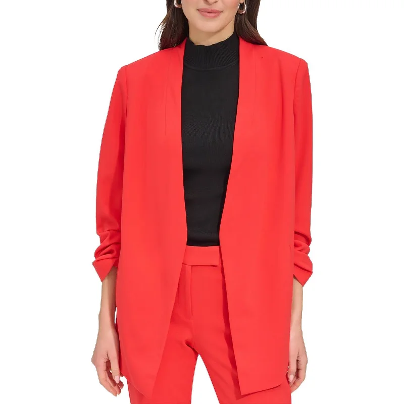 Womens Crepe Long Sleeves Open-Front Blazer