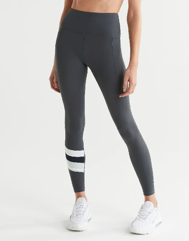 LIMITLESS Full Length Legging - Charcoal/White/Blue